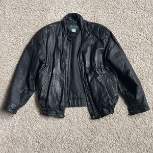 HILL & ARCHER BLACK LEATHER FLIGHT BOMBER STYLE JACKET MENS ~ sz 40